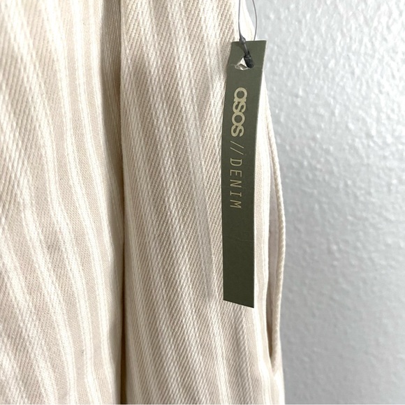 ✨MAKE OFFER✨ASOS DESIGN denim sweetheart neck puff sleeve jumpsuit beige & white - Picture 7 of 12